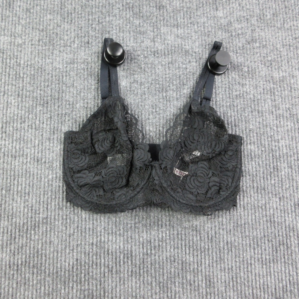 Adore Me Bra Womens 34G Black Longline Lace Underwired Sheer Floral G Cup NWT